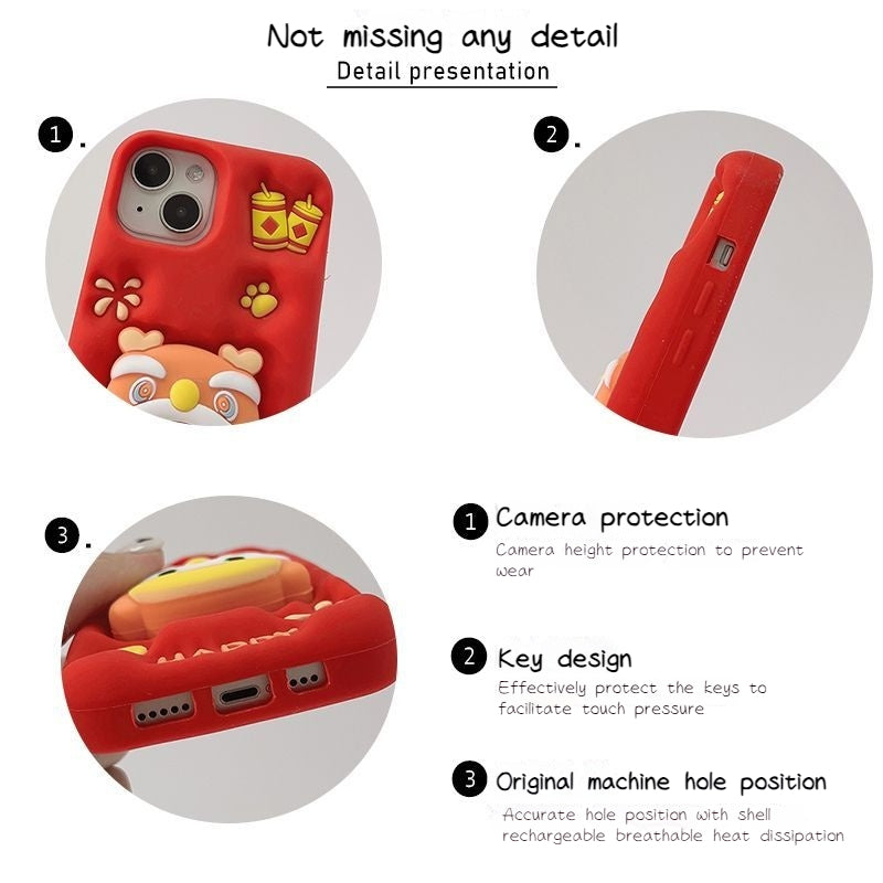 Cute and Happy Milk Dragon Red Stretchable Stand Phone Case