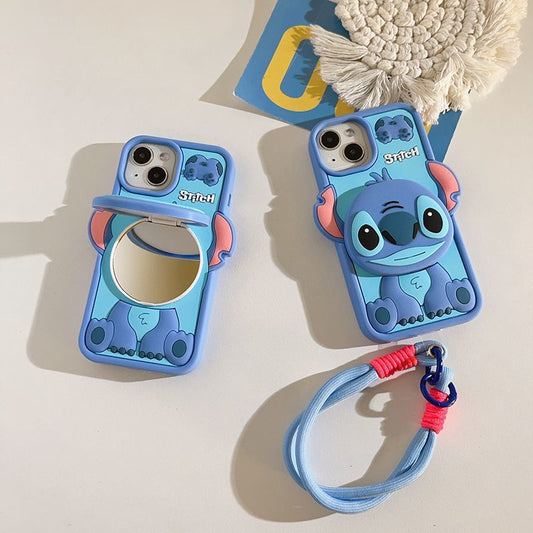 Cartoon Cute Stitch IPhone Case With Mirror