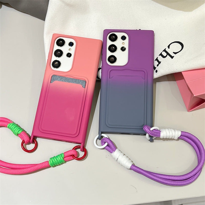 Samsung Creative Color Gradient Card Holder Simple Short Rope Case