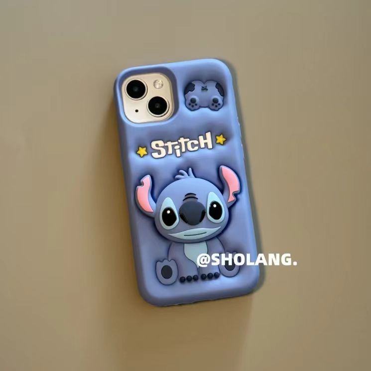 Cartoon 3D Telescopic Bracket Silicone iPhone Case