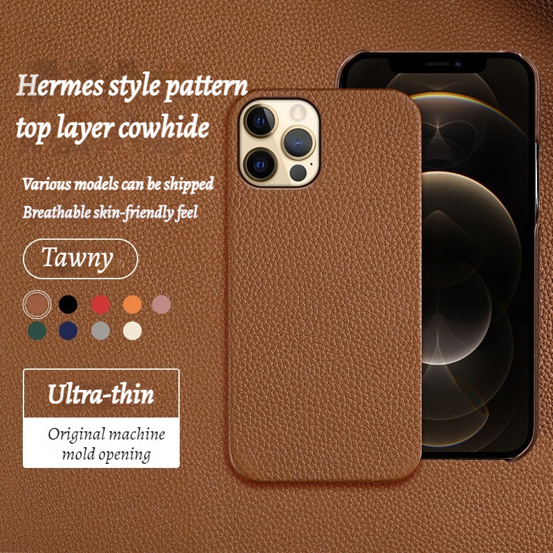 Simple Noble Genuine Leather Phone Case Cowhide Drop-Resistant