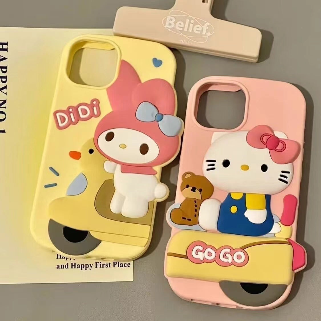 Cute KT Cat Melody Little Yellow Duck iPhone Silicone Case