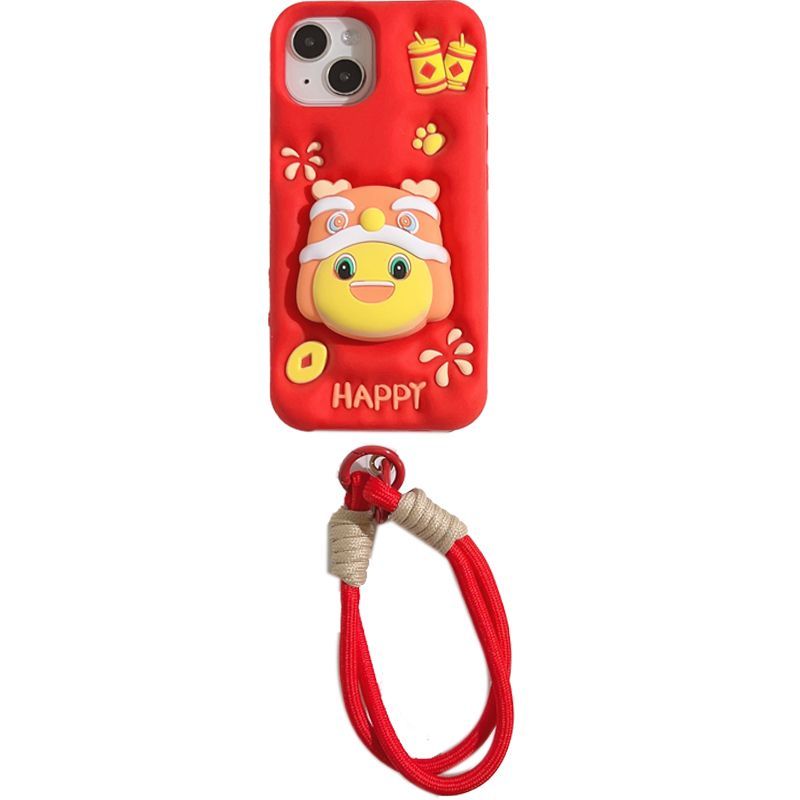 Cute and Happy Milk Dragon Red Stretchable Stand Phone Case