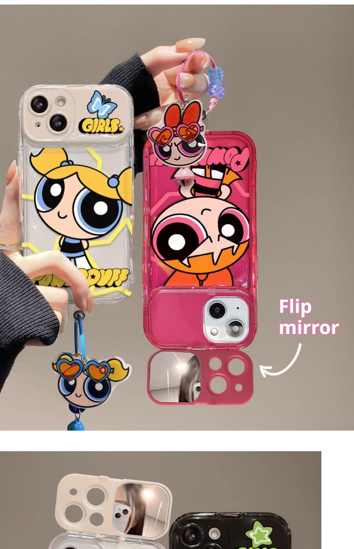 The Powerpuff Girls Flip Mirror Silicone Phone Case