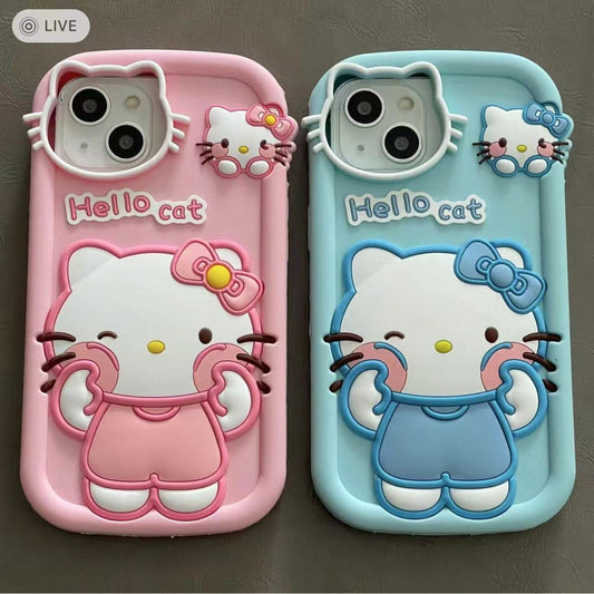 Cartoon Face Rubbing Hello Kitty Girly Style iPhone Phone Case