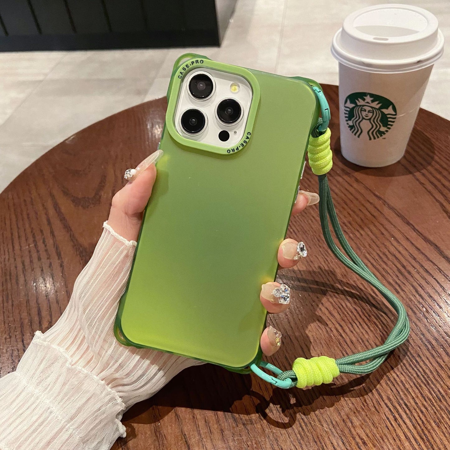 Dopamine Solid Color Lanyard iPhone Case