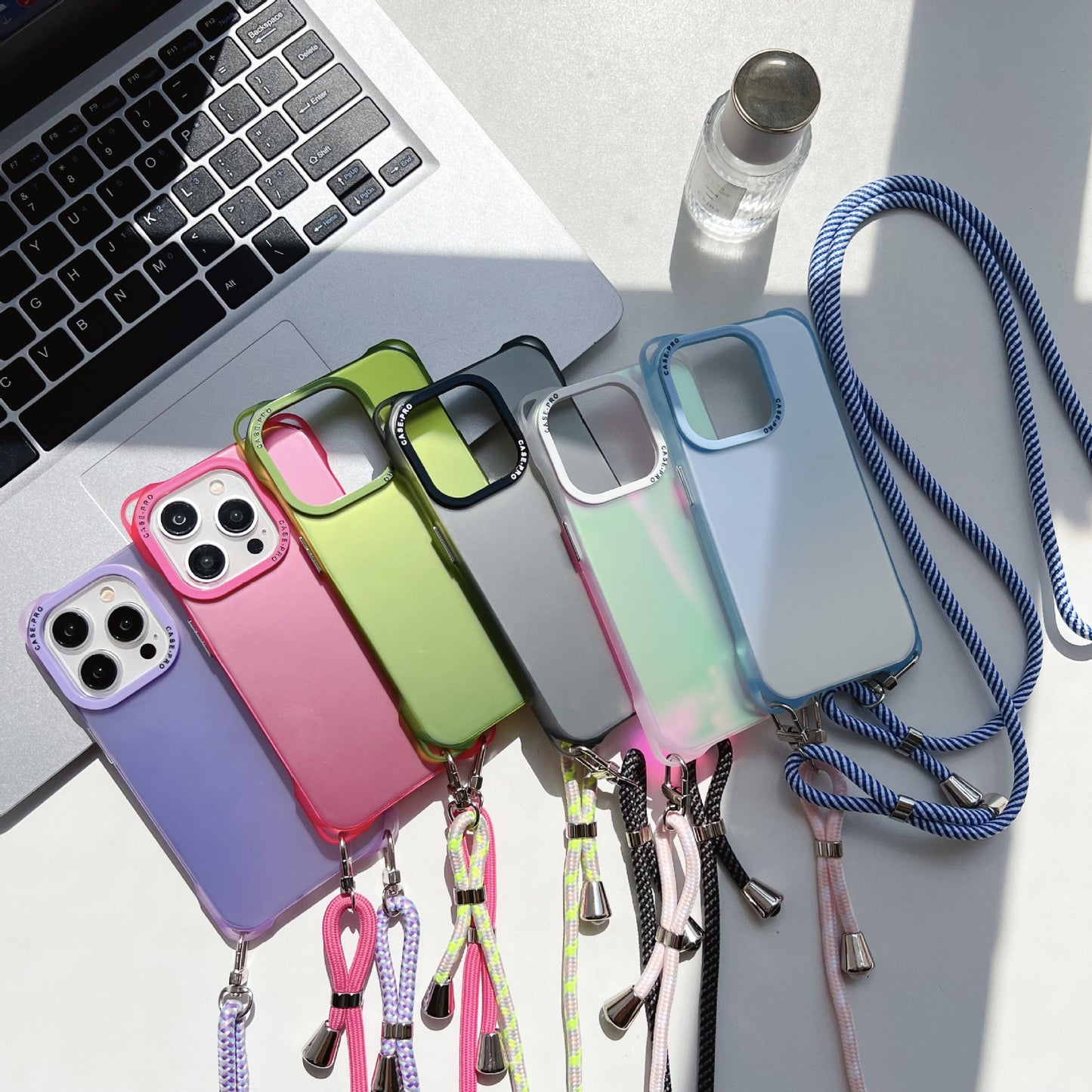 Dopamine Solid Color Lanyard iPhone Case