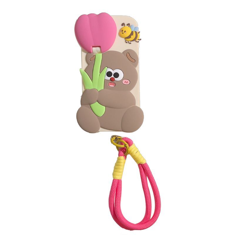 Cute Tulip Bear Silicone IPhone Case With Stand