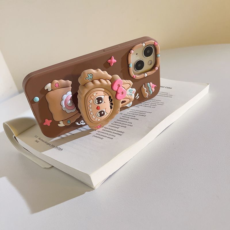 Cute Dessert Retractable Silicone Labubu Stand Case