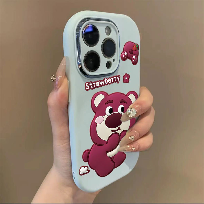 Apple 16 Cartoon Strawberry Bear Silicone Soft Case