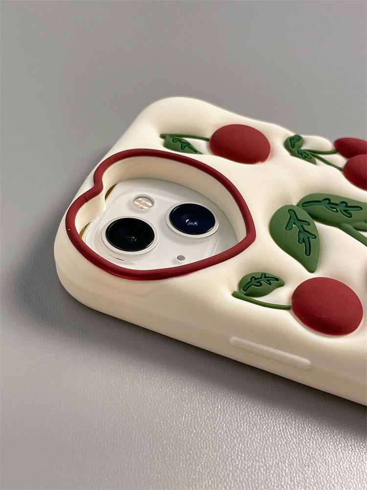 Fresh Three-Dimensional Cherry Bracket Silicone IPhone Case