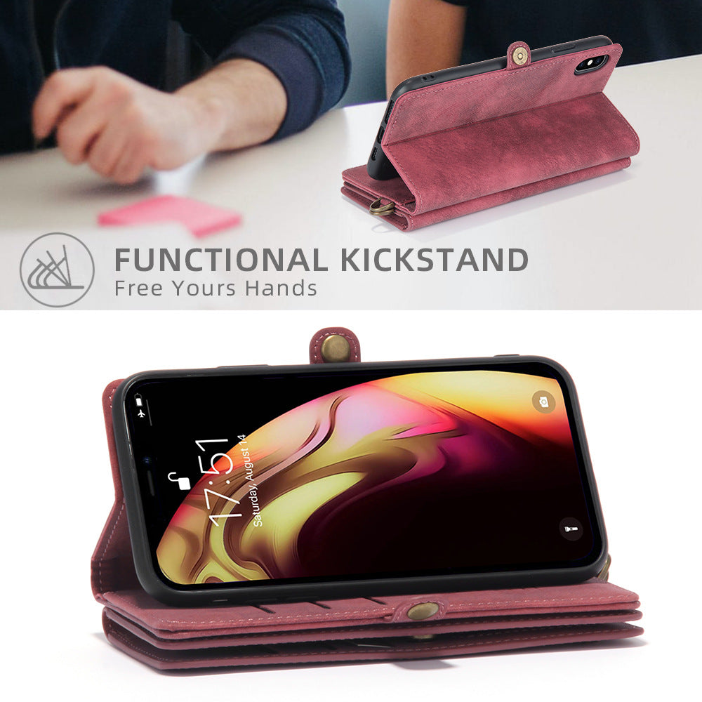 Stand Storage Multifunctional Leather Magnetic iPhone Case