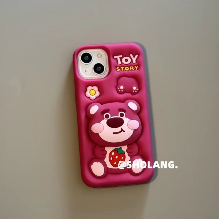 Cartoon 3D Telescopic Bracket Silicone iPhone Case