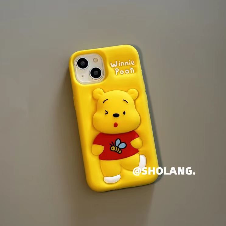 Cartoon 3D Telescopic Bracket Silicone iPhone Case