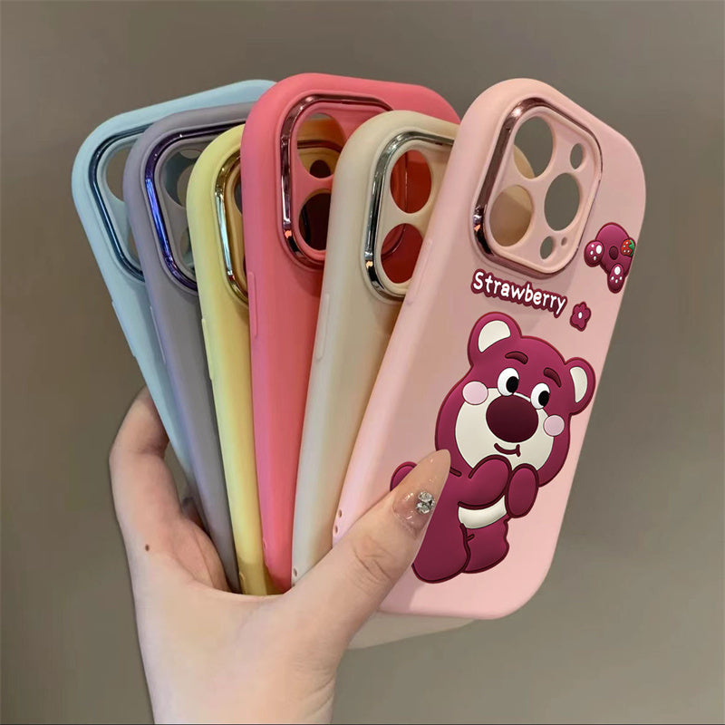 Apple 16 Cartoon Strawberry Bear Silicone Soft Case