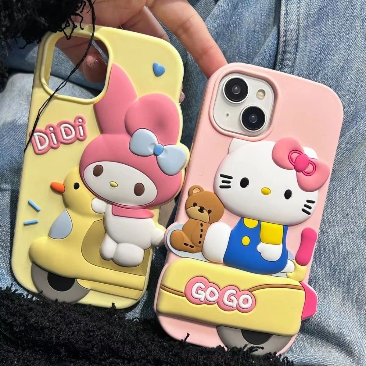 Cute KT Cat Melody Little Yellow Duck iPhone Silicone Case